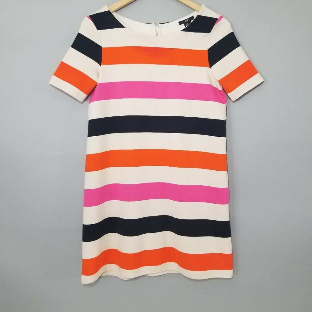 H&M Color Block Stripe Short Sleeve Shirt Dress S